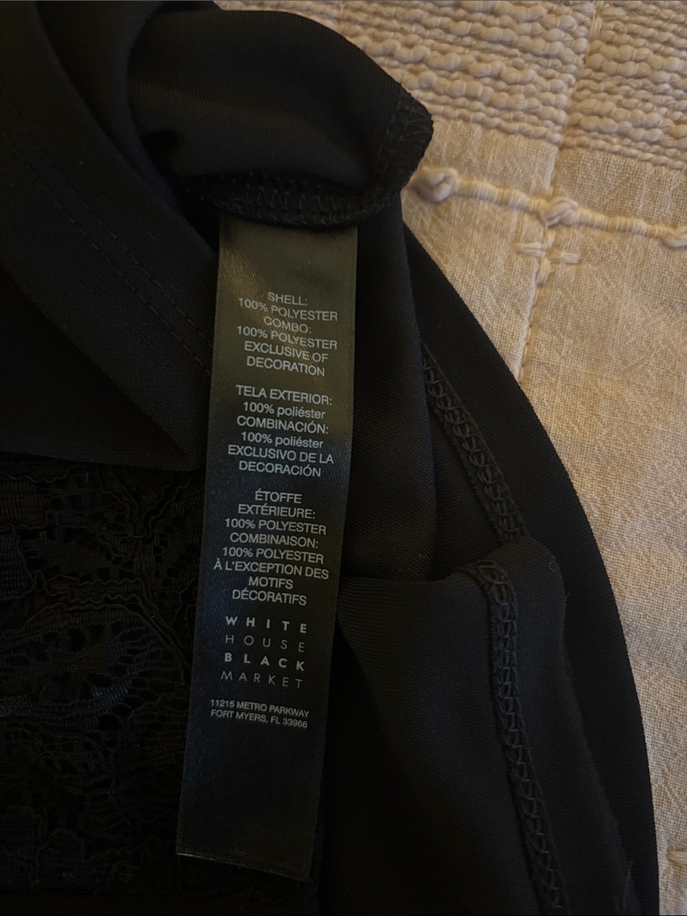 WHBM Black Cold-Shoulder Lace-Trim Tank Top - Picture 3 of 4